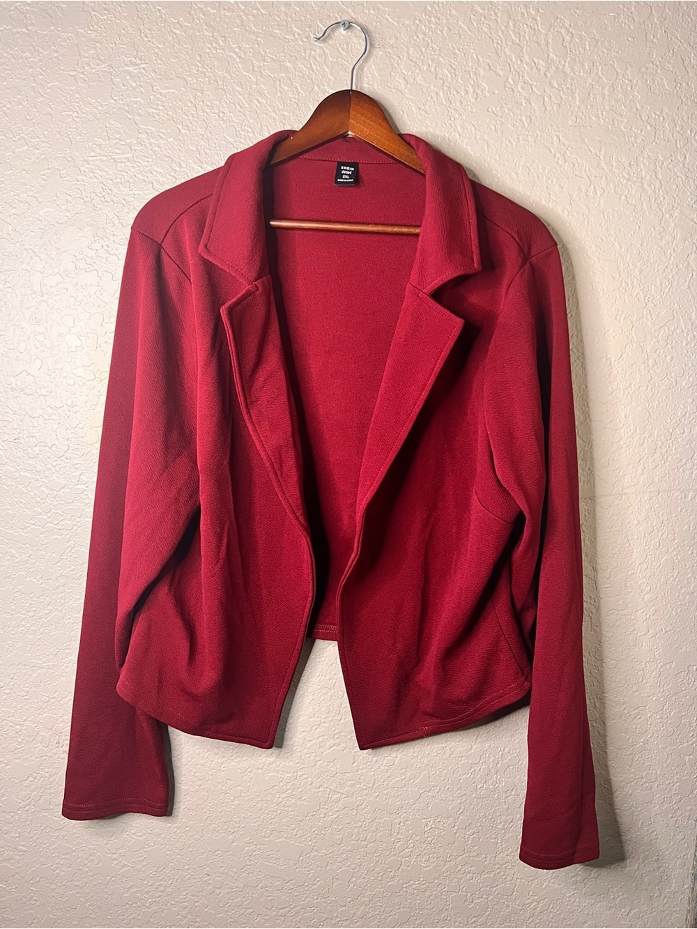 Women's Burgundy Red Open-Front Jacket 2X Fall Cozy Career Office